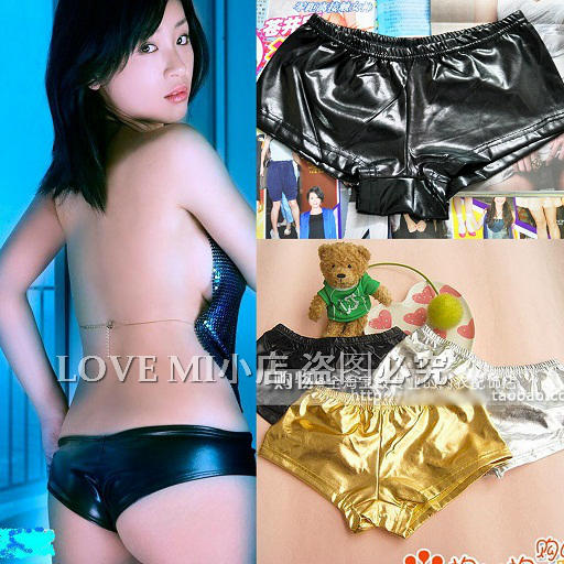 2013 Female shiny legging faux leather boxer panties metal color flat feet shorts boxer shorts P021