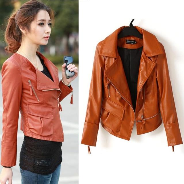 2013 female spring motorcycle jacket slim short jacket sweet personality solid color long-sleeve small all-match leather