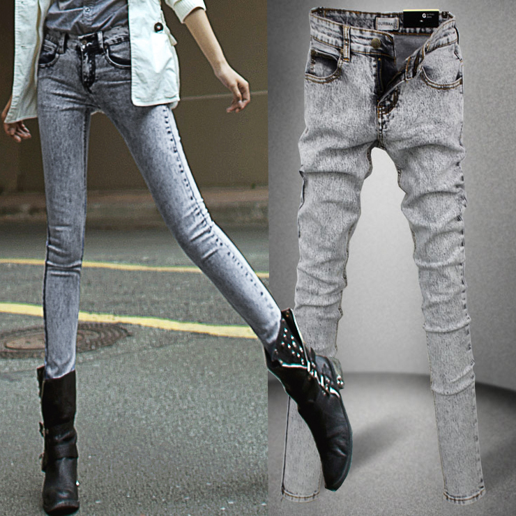 2013 female spring trousers vintage white jeans women's elastic basic denim pencil skinny pants Free shipping