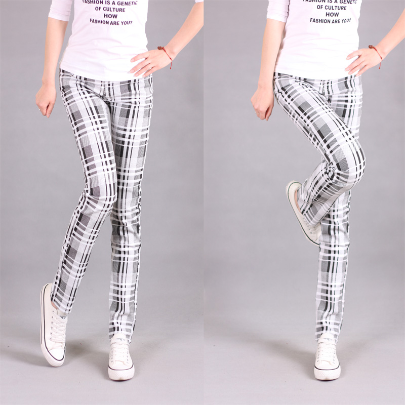 2013 female trousers casual plaid pants pencil pants skinny pants tapered pants 517 NCMPGNN