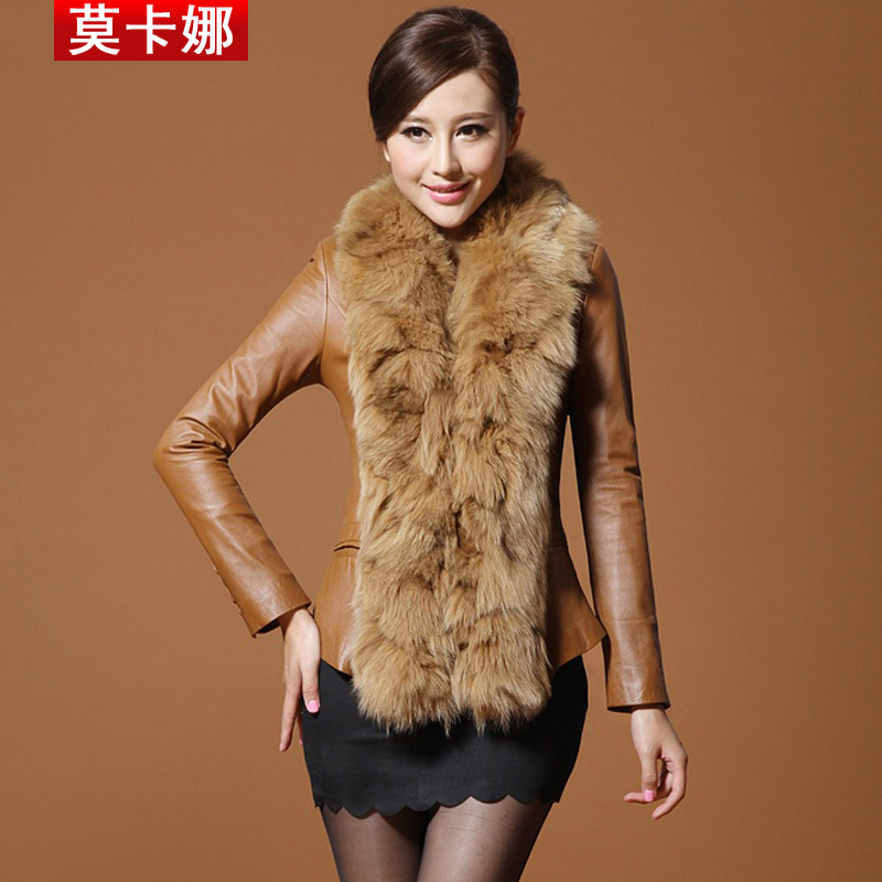 2013 female winter star hot-selling luxury elegant oversized fur collar leather clothing fur coat Thick warm