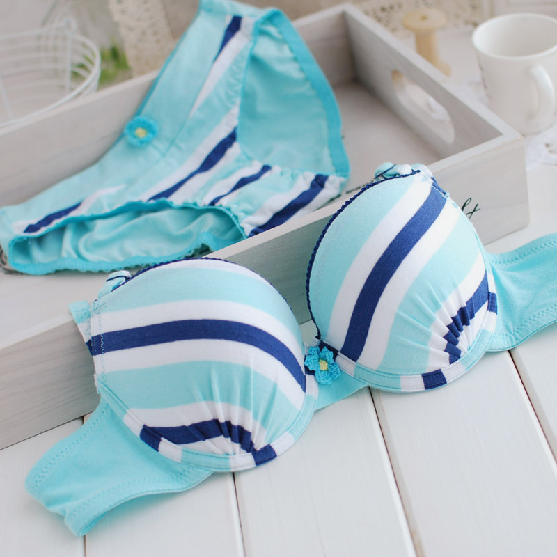 2013 floral sexy  bra underwear sets soft and comfortable cotton fresh stripe underwear set bra set