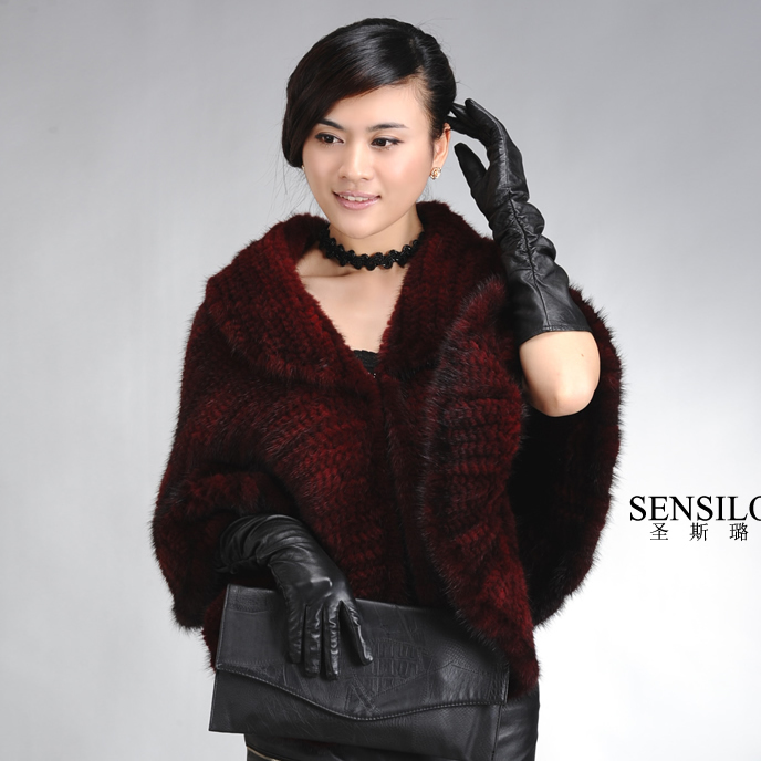 2013 for rich old lady gracefull mink fur knitted cape genuine mink fur cape 3 color for choose ems free shipping good quality