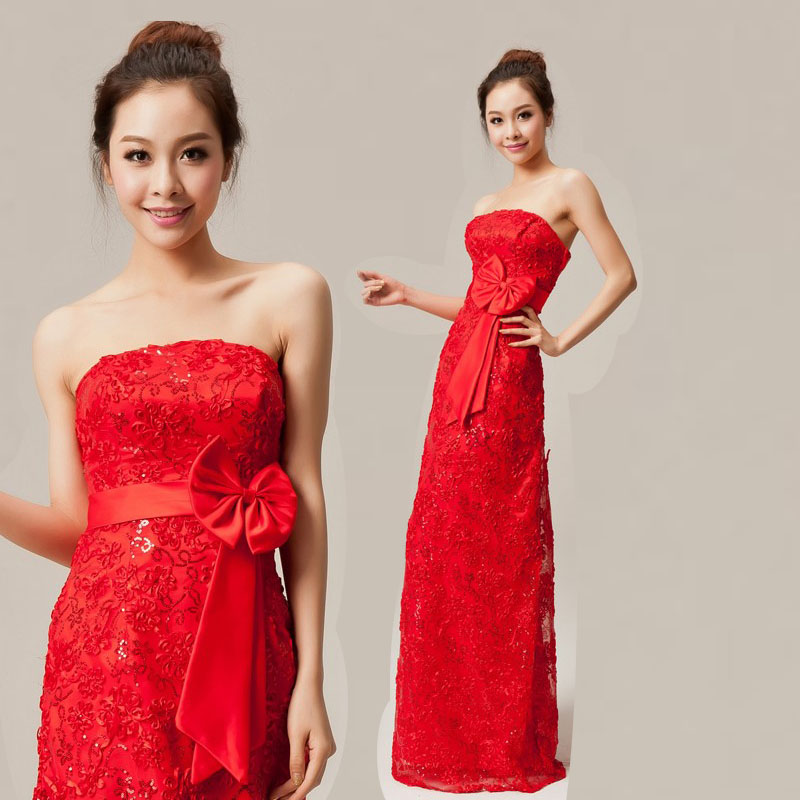 2013 formal dress red bridal evening dress slim evening dress quality lace