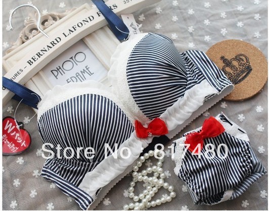 2013  free shipping 2012 sexy bow lace bra set ladies' fashion underwear set wholesale&retail