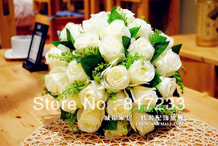 2013 Free shipping 24 Flowers Bridal Hand Flower/Wedding Throw Bouquet/Photography Props/Simulation Flower Wedding Bouquet @@ui