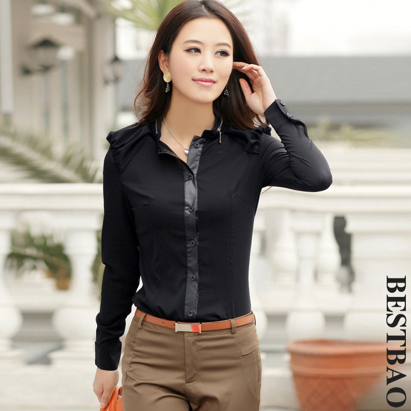 2013 free shipping 2835 brief zipper stand collar shirt unique puff sleeve slim bestbao