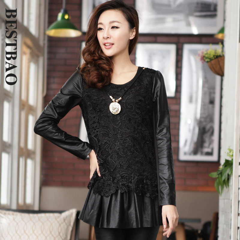 2013 free shipping 3106 fashion slim lace shirt brief o-neck top stereo gualian bestbao