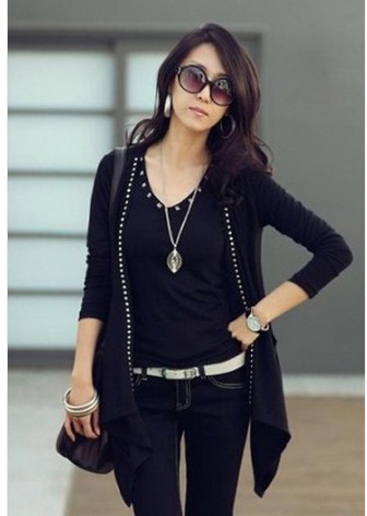 2013 free shipping All Match Bottom Asymmetrical Cotton Ladies Cardigan Female Coat