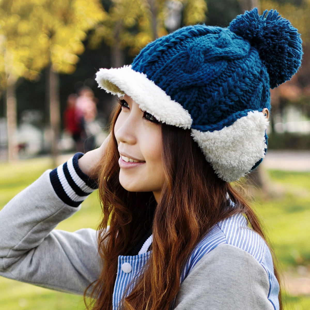 2013 Free shipping Autumn and winter fashion knitted hat women's ear protector cap winter oge ball cap