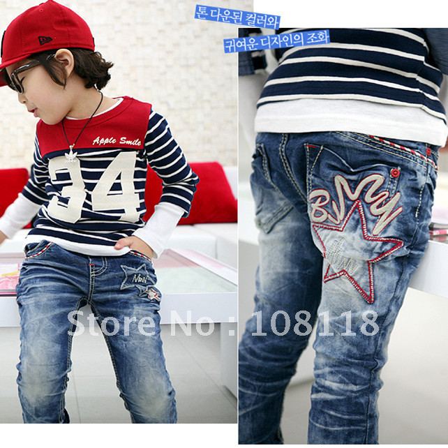 2013 Free shipping baby big star jeans, Wholesale 5 sizes kid's jeans, 5 pcs/lot in 1 color,quality baby pants