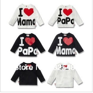 2013 Free shipping Baby clothesT-shirt, i love papa mama baby shirt/T-Shirt boy & girl Short-Sleeve T shirt
