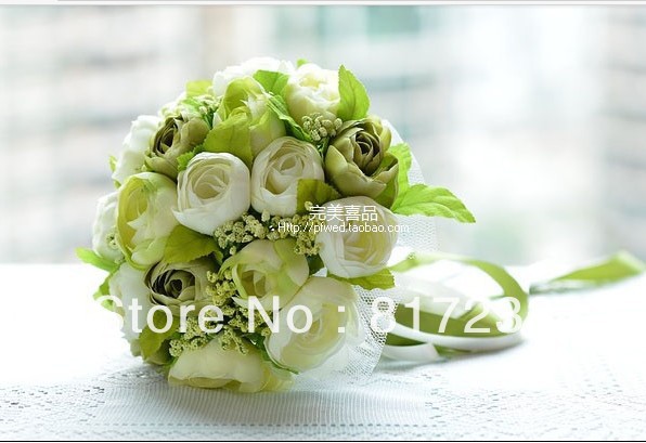 2013 Free Shipping Beautiful Green Camellia Wedding Bouquet Artificial  Flowers Bridal BouquetsWedding Bouquet ><YTRUF