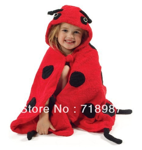 2013 FREE SHIPPING ! Childrens Cartoon Baby Bath Robe Hooded Towel Cotton Kids Bathing Suit with Cap Animal design