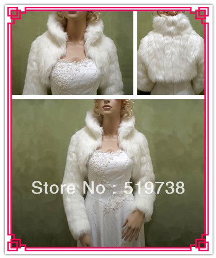 2013 Free Shipping Custom Made Bridal Shawls Wedding Jackets Wrap Faux Fur Stole