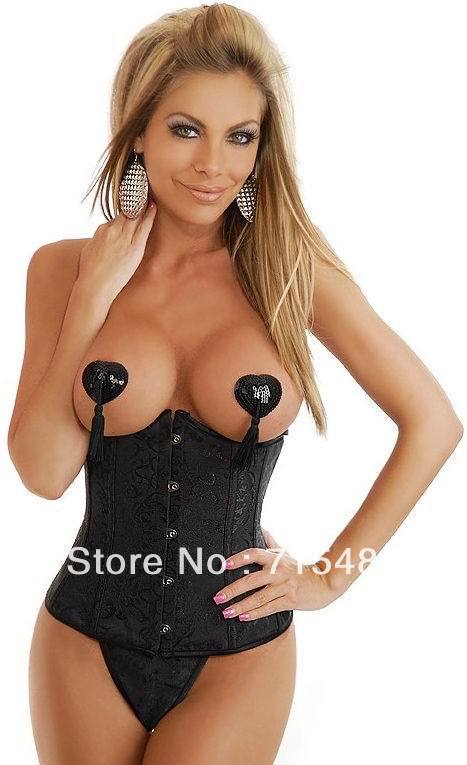 2013 Free Shipping Factory Wholesale Discount Corselet Underbust - Floral Preto Waist Cincher Corset