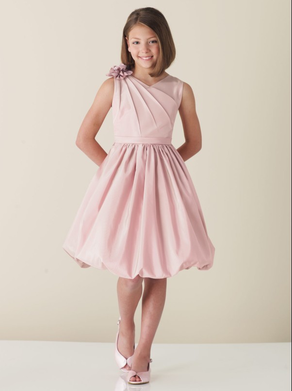 2013 Free Shipping Fashion Taffeta Flower Knee-Length  Flower Girl Dresses Custom All  Size(JWL4K1HF)