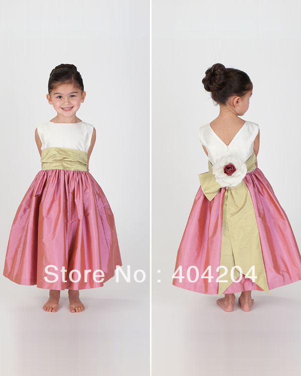 2013 Free Shipping Fashion Taffeta Sleeveless Floor-Length  Flower Girl Dresses Custom All  Size(Z2KPLWGD)