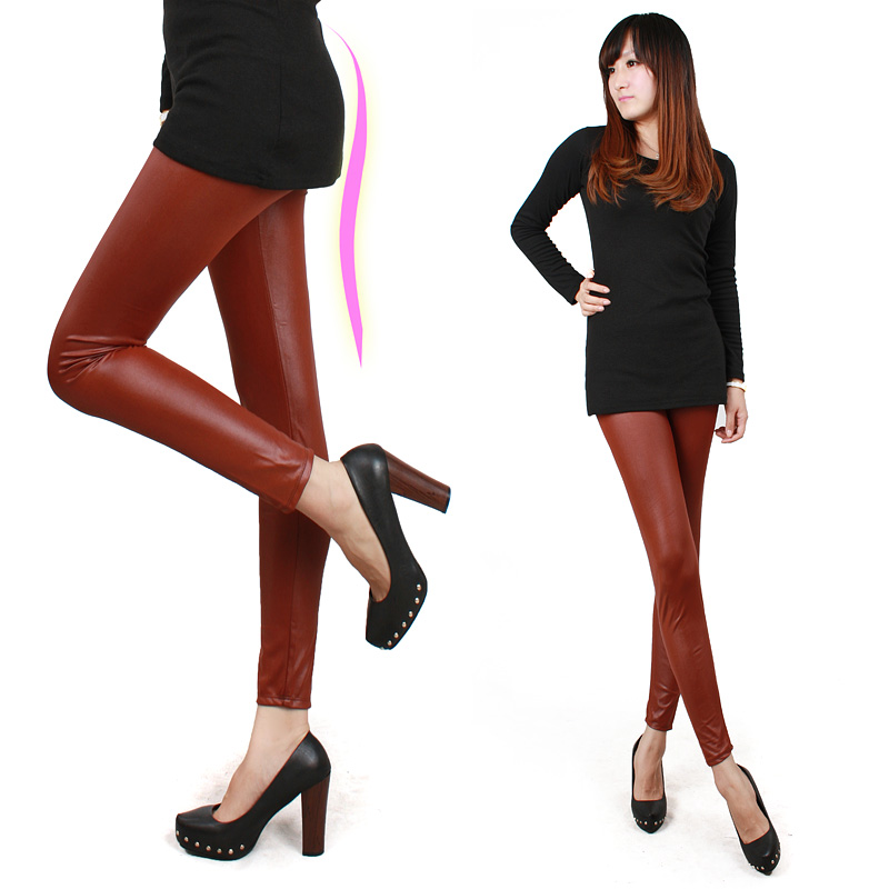 2013 Free shipping faux leather pants fashion tight trousers female pencil pants spring ankle length trousers