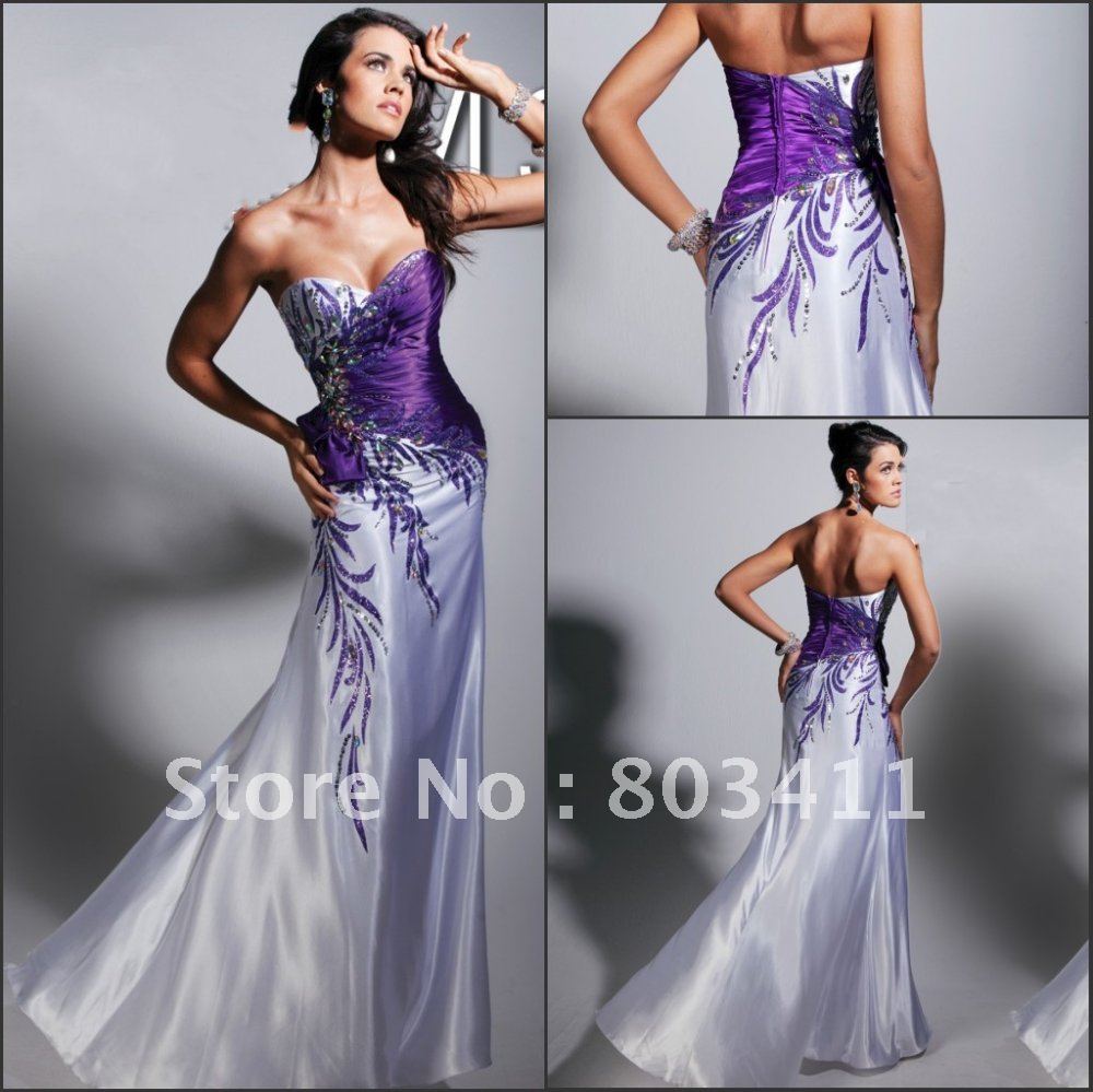 2013 Free Shipping Gorgeous Strapless A-Line Sweetheart Neckline Crystal Satin Prom Dress