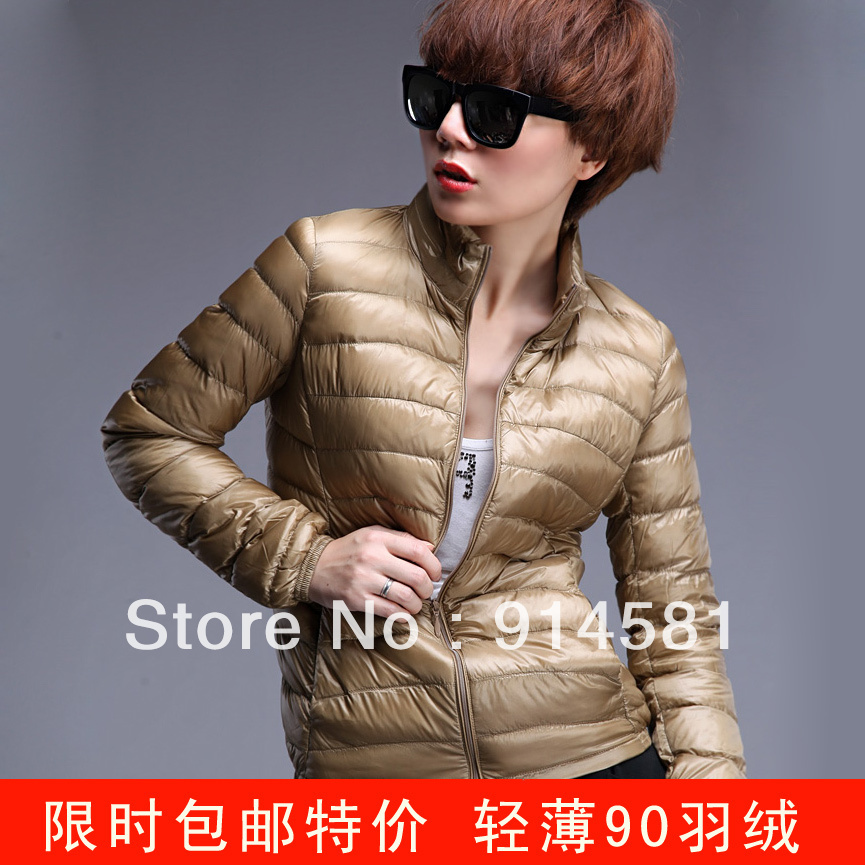 2013 free shipping, hot sale style.  autumn and winter stand collar thin women's short design UNIQLO down coat Women 1350