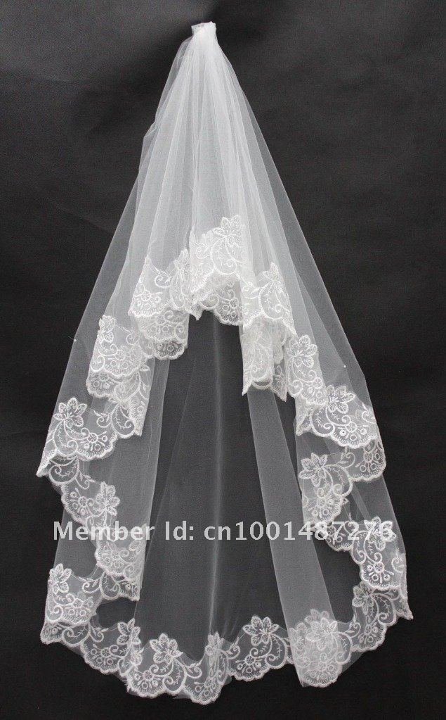 2013 Free shipping Low Price New lace women's Accessory cathedral Veil custom prom/wedding dress