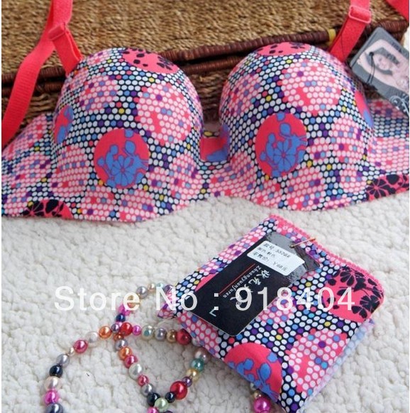 2013 free shipping new arrival 3/4 cup bra set one piece thin underwear popular PUSH-UP bra sets