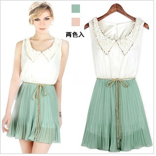 2013 Free shipping new dress sleeveless petals brought chiffon dress,women dress  size S,M,L 2 colour