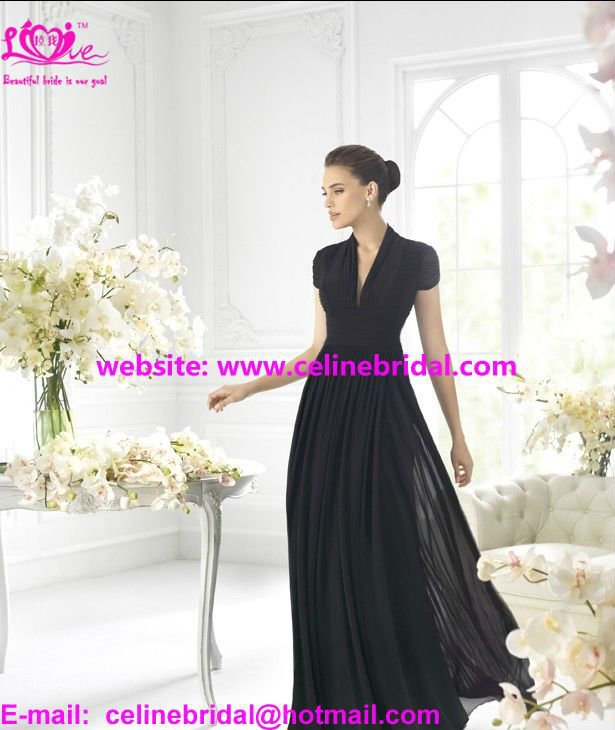 2013 free shipping popular&simple black formal short sleeves dresses & evening dress XXX-4029