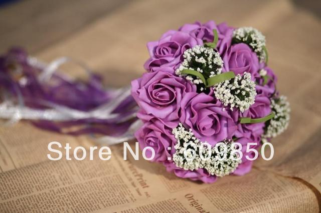 2013 free shipping Romantic latest elegant lilac rose  wedding hand bouquet