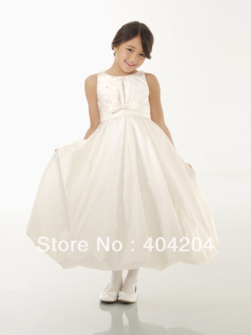 2013 Free Shipping Sleeveless Taffeta A-line Sashes Bow Flower Girl Dresses Custom All  Size(2T8XU9NU)