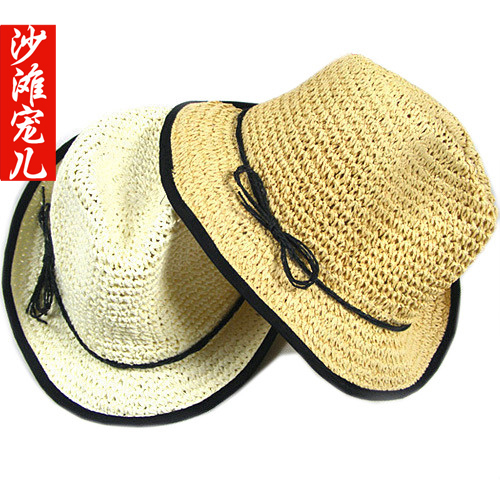 2013 free shipping summer product beach Classic soft paper straw hat jazz hat straw braid fedoras beach cap lovers mz004