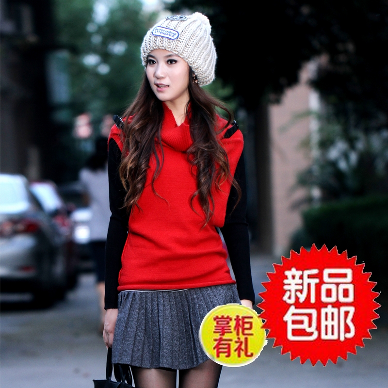 2013 free shipping Sweater heap turtleneck pullover twinset sweater buckle sweater tt