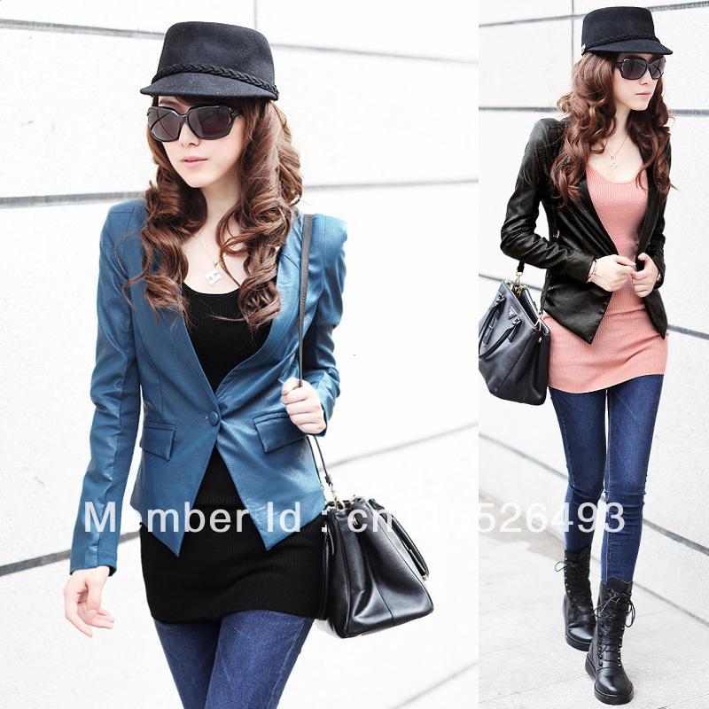 2013 Free Shipping Women's Fashion Brand  Locomotive style PU Leather Jacket Lady Coat Outerwear Ladies women Coat jackets