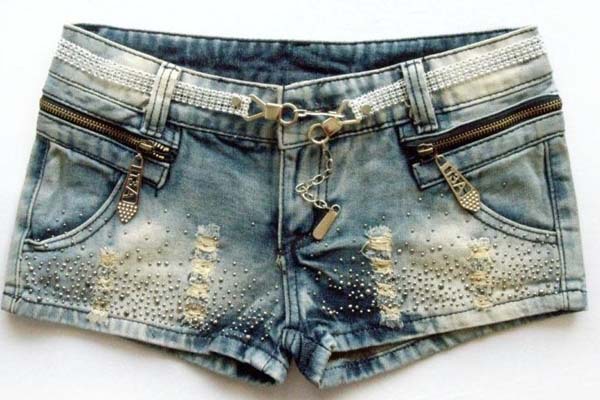2013 Free shipping zipper paillette ornament pockets shorts for summer free size denim shorts women