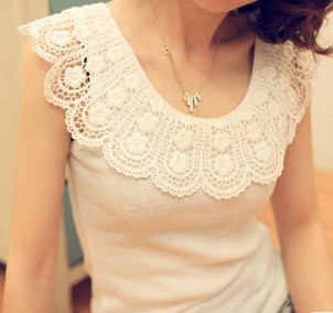 2013 Free shippingThe new 1640 collar crochet round neck Ms. Vest