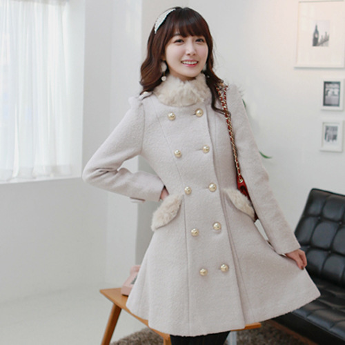 2013 Free ShippingThe treasures of the town factory 2013 Korean women's new women coats fur collar double-breasted wool coat jac