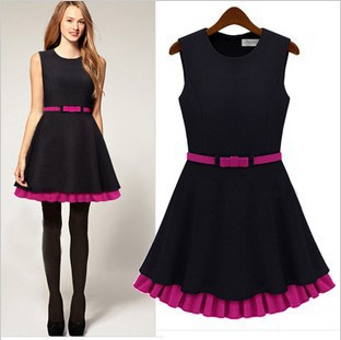 2013 Free ShippingVIP wholesale] 2012 Winter models in Europe and America fashion waist double skirt vest dress winter skirt who