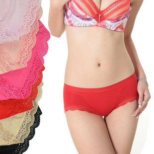 2013 freeshipping women's underwear  casual panty modal lace decoration low-waist trunk comfortable antibiotic 20pc/lot