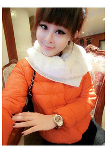 2013 fur collar knitted muffler scarf candy color short design wadded jacket