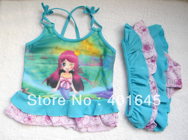 2013 girl swimsuit beach wear mermaid design two pieces per set item NO.11078