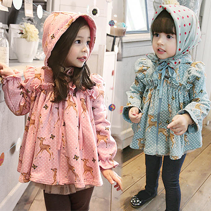 2013 girls autumn clothing onta baby thickening fleece outerwear trench cq89-3