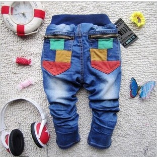 2013 Girls/Boys Korean Handsome Jeans 5Pieces/lot Best Sale Children's Spring Clothing Contrast Color Pockets Jeans