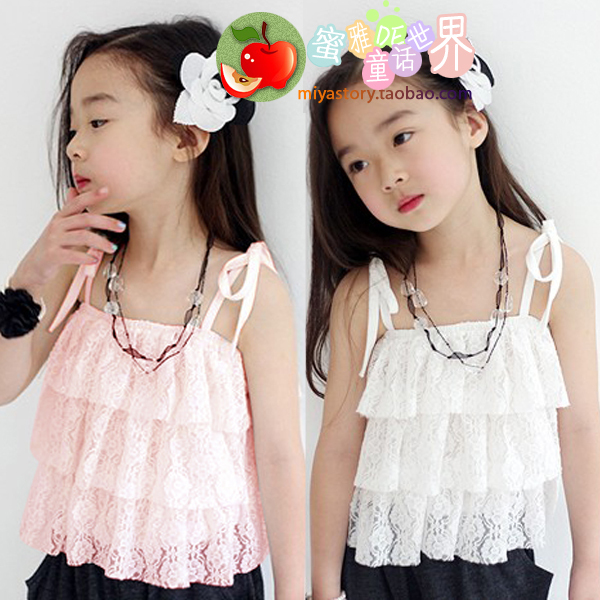 2013 girls clothing full lace crochet thin spaghetti strap princess sleeveless vest top sl0