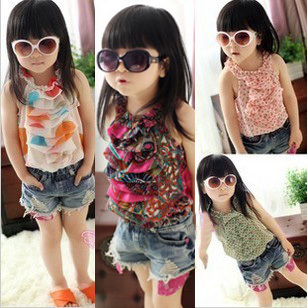 2013 girls clothing super thin all-match chiffon spaghetti strap top chiffon baby child t shirt