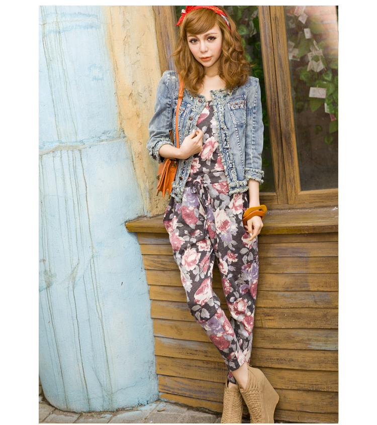 2013 Good Quality  Women Cute Sweet  Slim Bra Printing Beautifu Flower Jumpsuits