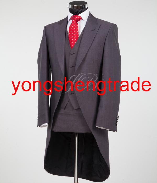 2013 Groom Suit Wedding Suit Best Man Suit Custom Groom Tuxedos (Jacket+Pants+Vest+Tie) Gray 717