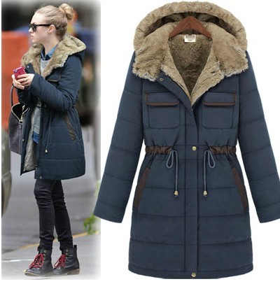 2013 High quality European style thick women big plus size long coats down parkas with hood and  fur inside, free shipping