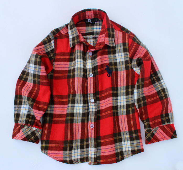 2013 High quality Hot sales baby flannel clothing spring kids brand-name polo t-shirt boys / girls long sleeve plaid clothing