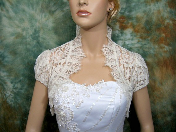 2013 High Quality Short Sleeve Wedding Dress Jackets With Collar